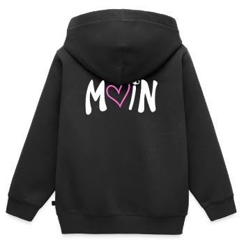 Moin Herz Anker Plattdeutsch - Kinder Premium Organic Zip Hoodie - Schwarz - Hinten - AI Model Kid Male (0cm)