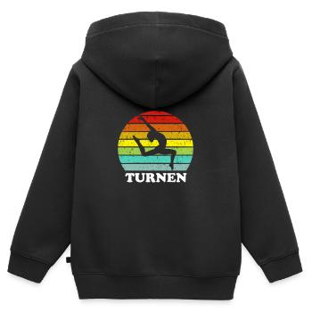 Turnen Vintage Bodenturnen Gymnastik Aerobic - Kinder Premium Organic Zip Hoodie - Schwarz - Hinten - AI Model Kid Male (0cm)