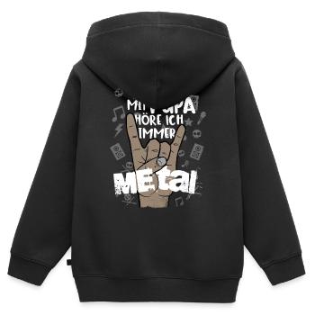 Mit Papa höre ich immer Metal, lustig, heavy metal - Kinder Premium Organic Zip Hoodie - Schwarz - Hinten - AI Model Kid Male (0cm)