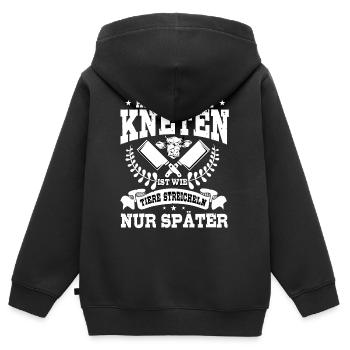 Fleischer Metzger Geschenk, BBQ, Hackfleisch - Kinder Premium Organic Zip Hoodie - Schwarz - Hinten - AI Model Kid Male (0cm)