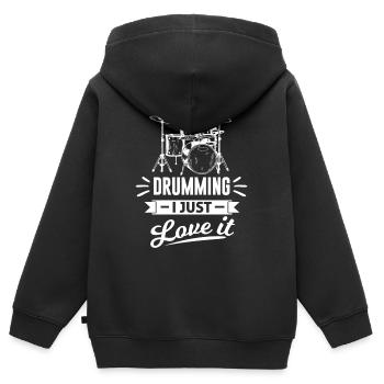 Batteur tambour d’amour tambour percussion - Sweat Premium à capuche zippé enfant bio - noir - Dos - AI Model Kid Male (0cm)