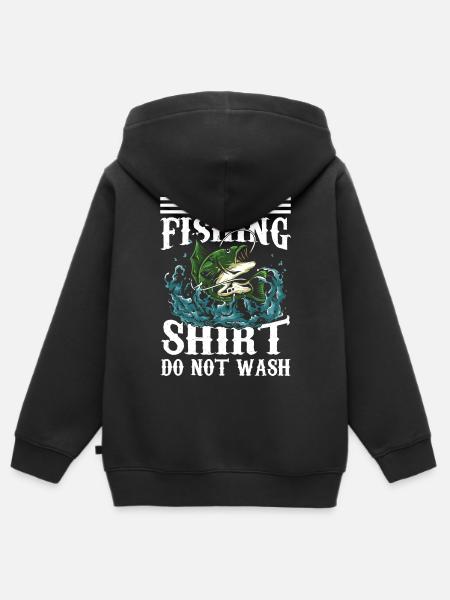 Fröhliches Angeln - Hoodie Premium med dragkedja barn ekologisk - svart