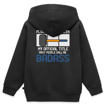 Éditeurs de planchers Ouvriers du bâtiment - Sweat Premium à capuche zippé enfant bio - noir - Dos - AI Model Kid Male (0cm)