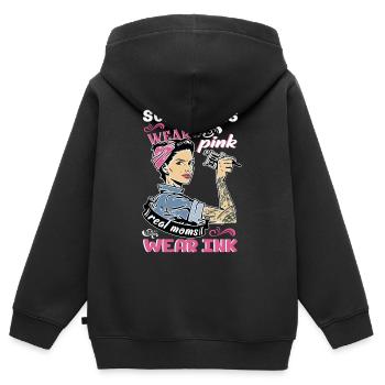 "Some Moms Wear Pink Real Moms Wear Ink Lover - Kinder Premium Organic Zip Hoodie - Schwarz - Hinten - AI Model Kid Male (0cm)
