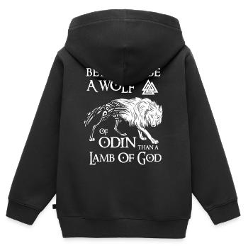 Viking, Odin, Better to be a wolf of odin - Kids Premium Organic Zip-up Hoodie - black - Back - AI Model Kid Male (0cm)