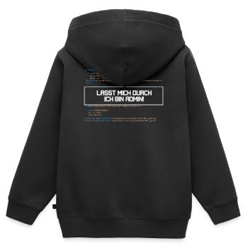 Lasst mich durch ich bin Admin! - Kinder Premium Organic Zip Hoodie - Schwarz - Hinten - AI Model Kid Male (0cm)