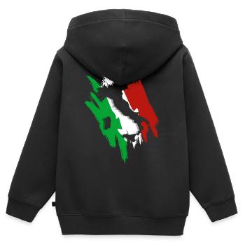 Italie - Sweat Premium à capuche zippé enfant bio - noir - Dos - AI Model Kid Male (0cm)