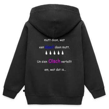 Plattdeutscher Spruch - Kinder Premium Organic Zip Hoodie - Schwarz - Hinten - AI Model Kid Male (0cm)