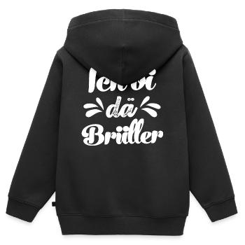 Ich bin dä Brüller Schweiz Schweizerdeutsch - Kinder Premium Organic Zip Hoodie - Schwarz - Hinten - AI Model Kid Male (0cm)