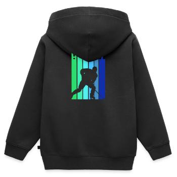 Eishockey Vintage mehrfarbig Eishockeyspieler - Kinder Premium Organic Zip Hoodie - Schwarz - Hinten - AI Model Kid Male (0cm)