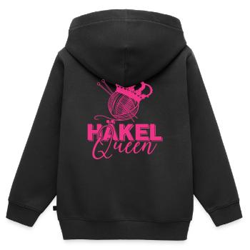 Häkel Queen Garn Stricknadel Handarbeit - Kinder Premium Organic Zip Hoodie - Schwarz - Hinten - AI Model Kid Male (0cm)