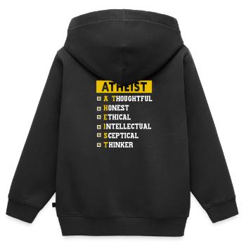 Athée - Sweat Premium à capuche zippé enfant bio - noir - Dos - AI Model Kid Male (0cm)