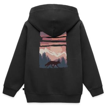Fuchs Waldtier Geschenk - Kinder Premium Organic Zip Hoodie - Schwarz - Hinten - AI Model Kid Male (0cm)