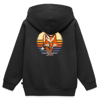 Fuchs Waldtier Geschenk Retro - Kinder Premium Organic Zip Hoodie - Schwarz - Hinten - AI Model Kid Male (0cm)