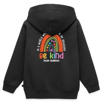 Autismus Bewusstsein - Kinder Premium Organic Zip Hoodie - Schwarz - Hinten - AI Model Kid Male (0cm)