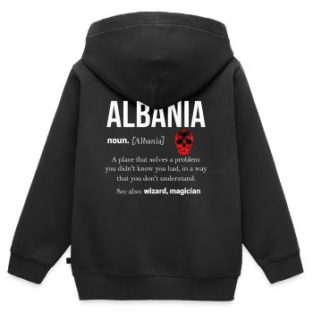 Albanien - Kinder Premium Organic Zip Hoodie - Schwarz - Hinten - AI Model Kid Male (0cm)