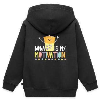Bubble Tea - Sweat Premium à capuche zippé enfant bio - noir - Dos - AI Model Kid Male (0cm)
