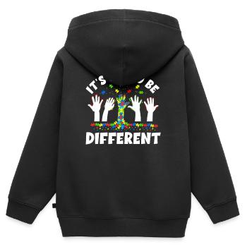 Autismus Bewusstsein - Kinder Premium Organic Zip Hoodie - Schwarz - Hinten - AI Model Kid Male (0cm)