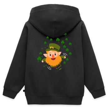 Saint-Patrick enfant enfant - Sweat Premium à capuche zippé enfant bio - noir - Dos - AI Model Kid Male (0cm)