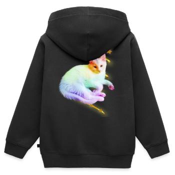 Einhorn Unicorn Watercolor Angora Cat - Kinder Premium Organic Zip Hoodie - Schwarz - Hinten - AI Model Kid Male (0cm)