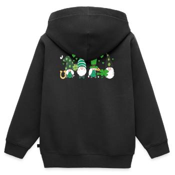 St Patrick's Day Dwarf Swelling Shamrock - Kids Premium Organic Zip-up Hoodie - black - Back - AI Model Kid Male (0cm)