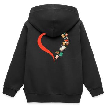 Buch Lesen Literatur Books Heart - Kinder Premium Organic Zip Hoodie - Schwarz - Hinten - AI Model Kid Male (0cm)