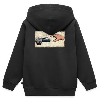 Michelangelo Hände Motorrad für Motorradfahrer - Kinder Premium Organic Zip Hoodie - Schwarz - Hinten - AI Model Kid Male (0cm)