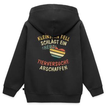 auch im kleinsten Fell schlägt ein Herz - Kinder Premium Organic Zip Hoodie - Schwarz - Hinten - AI Model Kid Male (0cm)