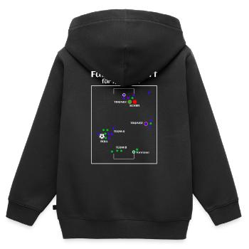 Fußball Fußballfeld Fußballzitat Fußball erklärt - Kinder Premium Organic Zip Hoodie - Schwarz - Hinten - AI Model Kid Male (0cm)