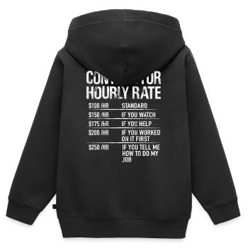 Contractor Hourly Rate entrepreneur - Sweat Premium à capuche zippé enfant bio - noir - Dos - AI Model Kid Male (0cm)