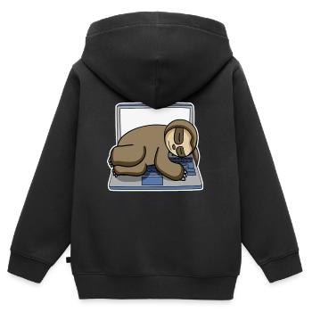 Sloth office funny relax - Kids Premium Organic Zip-up Hoodie - black - Back - AI Model Kid Male (0cm)