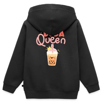 Bubble Tea - Sweat Premium à capuche zippé enfant bio - noir - Dos - AI Model Kid Male (0cm)