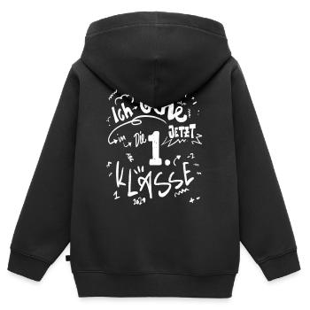 Erste Klasse Einschulung - Kinder Premium Organic Zip Hoodie - Schwarz - Hinten - AI Model Kid Male (0cm)