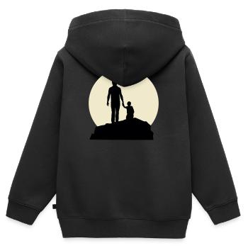 Fancy Dad And Moon Design - Kinder Premium Organic Zip Hoodie - Schwarz - Hinten - AI Model Kid Male (0cm)