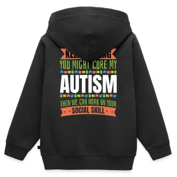 Autismus Bewusstsein - Kinder Premium Organic Zip Hoodie - Schwarz - Hinten - AI Model Kid Male (0cm)