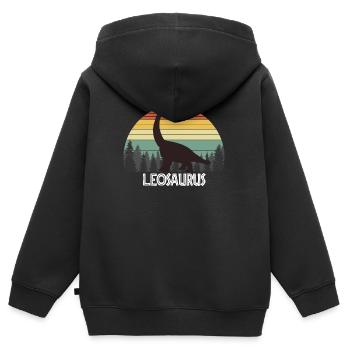 LEOSAURUS LEO SAURUS LEO DINOSAUR - Sweat Premium à capuche zippé enfant bio - noir - Dos - AI Model Kid Male (0cm)