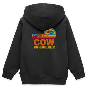 Colorful nostalgic retro farmer COW WHISPERER - Kids Premium Organic Zip-up Hoodie - black - Back - AI Model Kid Male (0cm)