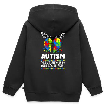Autismus Bewusstsein - Kinder Premium Organic Zip Hoodie - Schwarz - Hinten - AI Model Kid Male (0cm)