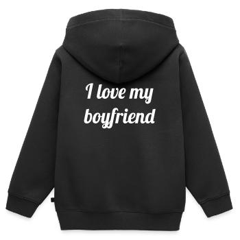 Freund boyfriend - Kinder Premium Organic Zip Hoodie - Schwarz - Hinten - AI Model Kid Male (0cm)