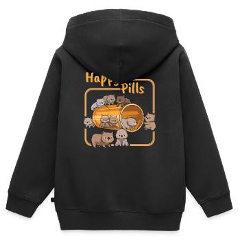 Wombat Animal Doux Australien Outback - Sweat Premium à capuche zippé enfant bio - noir - Dos - AI Model Kid Male (0cm)