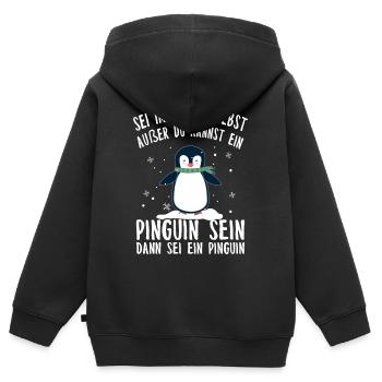 Pinguin Tier Südpol Antarktis Vögel Geschenk - Kinder Premium Organic Zip Hoodie - Schwarz - Hinten - AI Model Kid Male (0cm)