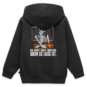 Es geht erst weiter wenn es Leise ist Lehrer Tafel - Kinder Premium Organic Zip Hoodie - Schwarz - Hinten - AI Model Kid Male (0cm)
