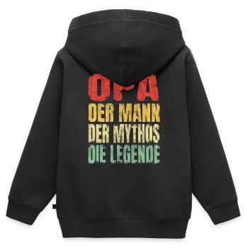 Opa Der Mann Der Mythos Die Legende Lustiges Opa - Kinder Premium Organic Zip Hoodie - Schwarz - Hinten - AI Model Kid Male (0cm)