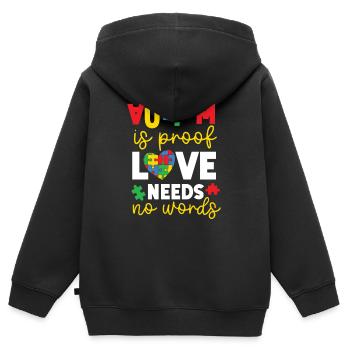 Autismus Bewusstsein - Kinder Premium Organic Zip Hoodie - Schwarz - Hinten - AI Model Kid Male (0cm)