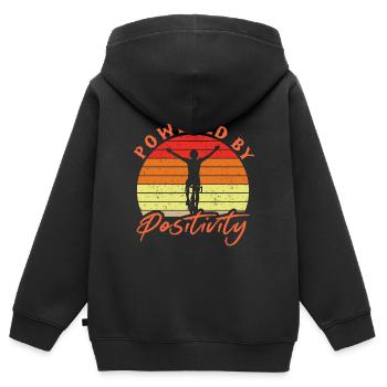 Propulsé par Positivity Bike Retro Cycling Biking - Sweat Premium à capuche zippé enfant bio - noir - Dos - AI Model Kid Male (0cm)
