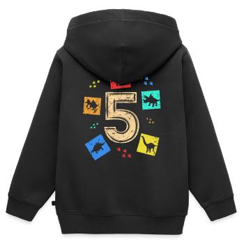 5 Jahre Jungen Mädchen Dinosaurier 5. Geburtstag - Kinder Premium Organic Zip Hoodie - Schwarz - Hinten - AI Model Kid Male (0cm)