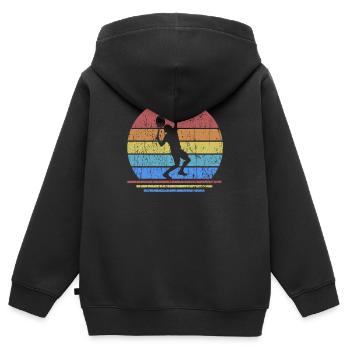 Tennisspieler Tennis Tennisschläger Sport Retro - Kinder Premium Organic Zip Hoodie - Schwarz - Hinten - AI Model Kid Male (0cm)