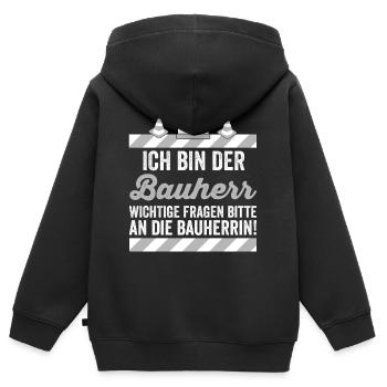 Ich bin der Bauherr - Kinder Premium Organic Zip Hoodie - Schwarz - Hinten - AI Model Kid Male (0cm)