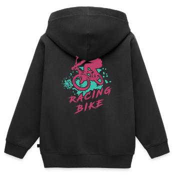 Racing Bike Bike Bike Biker Biker Fahrrad Fahrrad - Kinder Premium Organic Zip Hoodie - Schwarz - Hinten - AI Model Kid Male (0cm)