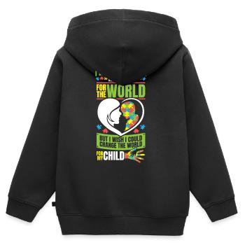 Autismus Bewusstsein - Kinder Premium Organic Zip Hoodie - Schwarz - Hinten - AI Model Kid Male (0cm)